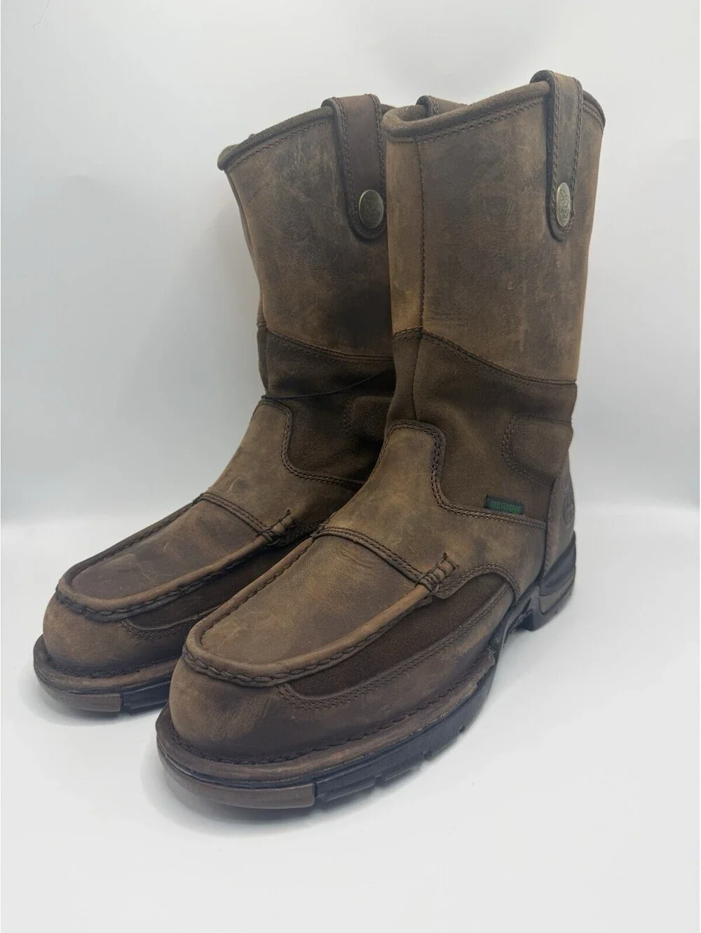 Georgia Work Boots Athens Wellington Sz 9 W Pull-On Cowboy Brown Steel Toe NWT